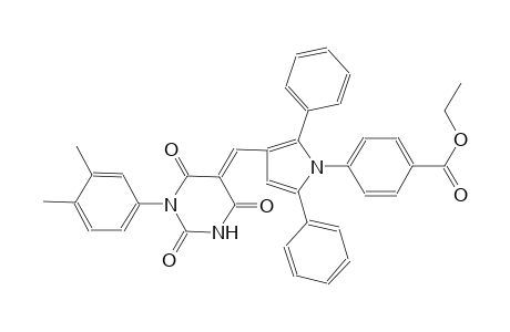 ethyl 4-{3-[(E)-(1-(3,4-dimethylphenyl)-2,4,6-trioxotetrahydro-5(2H)-pyrimidinylidene)methyl]-2,5-diphenyl-1H-pyrrol-1-yl}benzoate