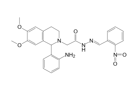 1-(o-aminophenyl)-3,4-dihydro-6,7-dimethoxy-2(1H)-isoquinolineacetic acid, (o-nitrobenzylidene)hydrazide