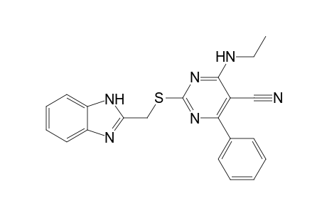 2-((1H-Benzo[d]imidazol-2-yl)methylthio)-4-(ethylamino)-6-phenylpyrimidine-5-carbonitrile