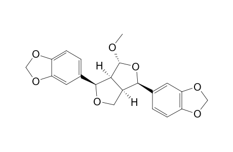3,7-DIOXA-4-METHOXY-2,6-BIS-[3',4'-METHYLENEDIOXYPHENYL]-BICYCLO-[3.3.0]-OCTANE