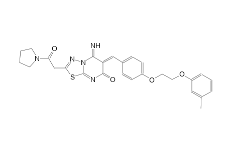 (6Z)-5-imino-6-{4-[2-(3-methylphenoxy)ethoxy]benzylidene}-2-[2-oxo-2-(1-pyrrolidinyl)ethyl]-5,6-dihydro-7H-[1,3,4]thiadiazolo[3,2-a]pyrimidin-7-one