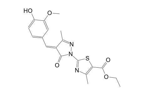 5-thiazolecarboxylic acid, 2-[(4E)-4,5-dihydro-4-[(4-hydroxy-3-methoxyphenyl)methylene]-3-methyl-5-oxo-1H-pyrazol-1-yl]-4-methyl-, ethyl ester