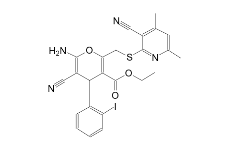 4H-pyran-3-carboxylic acid, 6-amino-5-cyano-2-[[(3-cyano-4,6-dimethyl-2-pyridinyl)thio]methyl]-4-(2-iodophenyl)-, ethyl ester