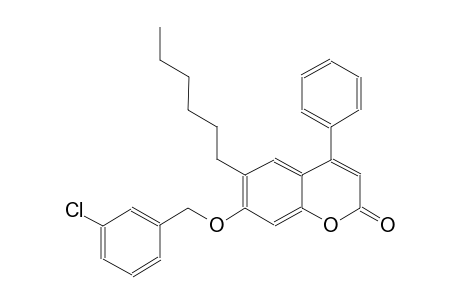 2H-1-benzopyran-2-one, 7-[(3-chlorophenyl)methoxy]-6-hexyl-4-phenyl-