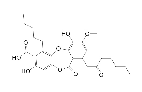 11H-Dibenzo[b,e][1,4]dioxepin-7-carboxylic acid, 4,8-dihydroxy-3-methoxy-11-oxo-1-(2-oxoheptyl)-6-pentyl-