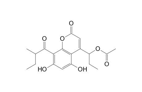 4-(1-acetoxypropyl)-5,7-dihydroxy-8-(2-methylbutyryl)coumarin