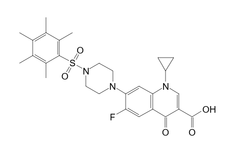 1-Cyclopropyl-6-fluoro-4-oxo-7-(4-((2,3,4,5,6-pentamethylphenyl)sulfonyl)piperazin-1-yl)-1,4-dihydroquinoline-3-carboxylic acid