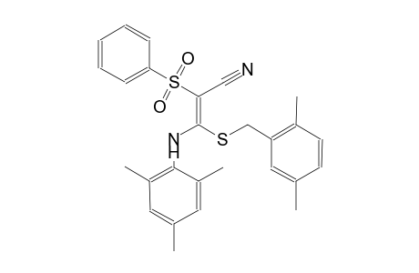 2-propenenitrile, 3-[[(2,5-dimethylphenyl)methyl]thio]-2-(phenylsulfonyl)-3-[(2,4,6-trimethylphenyl)amino]-, (2E)-