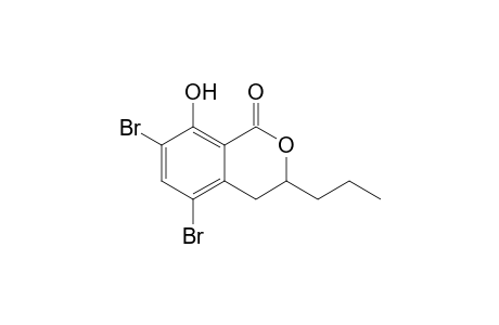 (+-)-5,7-Dibromo-8-hydroxy-3-propyl-3,4-dihydro-1H-2-benzopyran-1-one