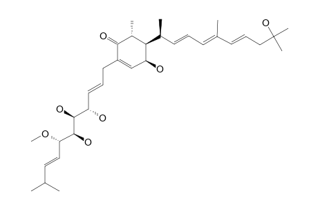 #1A;WOODWARDINE-B;(1'R,2E,2'E,2''E,4R,4'E,4''R,5R,5''R,6R,6'E,6''S,7''R,8''E)-4-HYDROXY-5-(9'-HYDROXY-1',5',9'-TRIMETHYL-DECA-2',4',6'-TRIENYL)-6-METHYL-2-(4'',5'',6''-