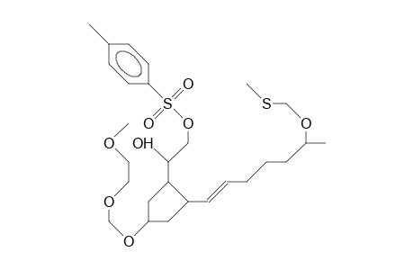 1-(1-Hydroxy-2-[4-tolyl-sulfonato]-ethyl)-2-(6-methylthio-methoxy)-(E)-1-heptenyl-4-(methoxyethoxy-methoxy)-cyclopentane