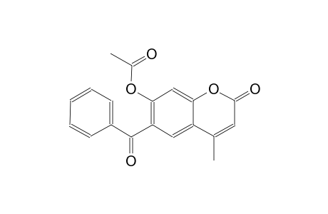 2H-1-benzopyran-2-one, 7-(acetyloxy)-6-benzoyl-4-methyl-
