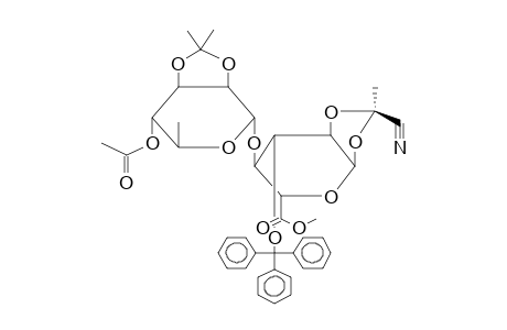 METHYL 4-O-(2,3-O-ISOPROPYLIDENE-4-O-ACETYL-ALPHA-L-RHAMNOPYRANOSYL)-3-O-TRITYL-1,2-O-[1-(EXO-CYANO)ETHYLIDENE]-ALPHA-D-GLUCOPYRANURONATE
