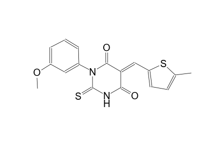4,6(1H,5H)-pyrimidinedione, dihydro-1-(3-methoxyphenyl)-5-[(5-methyl-2-thienyl)methylene]-2-thioxo-, (5E)-