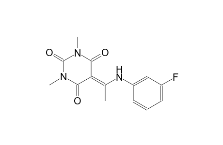 5-[1-(3-fluoroanilino)ethylidene]-1,3-dimethyl-2,4,6(1H,3H,5H)-pyrimidinetrione