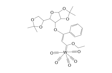 (E)-Pentacarbonyl [3-(1',2' : 5',6'-di-O-isopropylidene-.alpha.-D-allofuranos-3'-O-yl)-1-ethoxy-3-phenyl-2-propenylidene] tungsten
