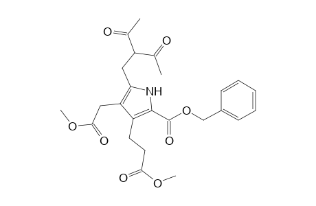 1H-Pyrrole-3-propanoic acid, 5-(2-acetyl-3-oxobutyl)-4-(2-methoxy-2-oxoethyl)-2-[(phenylmethoxy)carbonyl]-, methyl ester