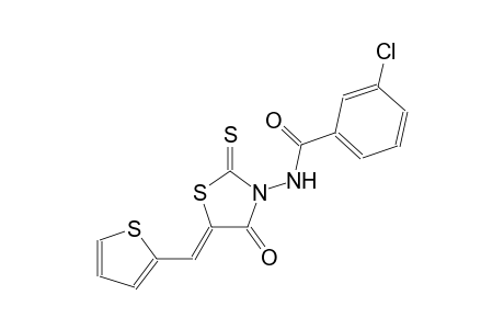 3-chloro-N-[(5Z)-4-oxo-5-(2-thienylmethylene)-2-thioxo-1,3-thiazolidin-3-yl]benzamide