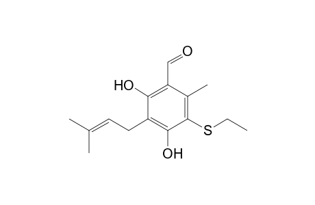 3-Ethylthio-4,6-dihydroxy-2-methyl-5-(3-methyl-2-butenyl)benzaldehyde