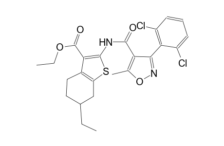 ethyl 2-({[3-(2,6-dichlorophenyl)-5-methyl-4-isoxazolyl]carbonyl}amino)-6-ethyl-4,5,6,7-tetrahydro-1-benzothiophene-3-carboxylate