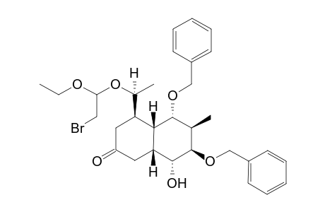 (+-)-(1R*,5R*,6S*,7S*,8R*,9R*,10R*)-7,9-Diibenzyloxy-8-methyl-5-(4'-bromomethyl-3',5'-dioxahept-2'-yl)-10-hydroxybicyclo[4.4.0]decan-3-one isomer