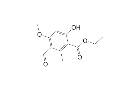 Benzoic acid, 3-formyl-6-hydroxy-4-methoxy-2-methyl-, ethyl ester