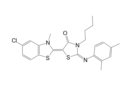 (2E,5Z)-3-butyl-5-(5-chloro-3-methyl-1,3-benzothiazol-2(3H)-ylidene)-2-[(2,4-dimethylphenyl)imino]-1,3-thiazolidin-4-one