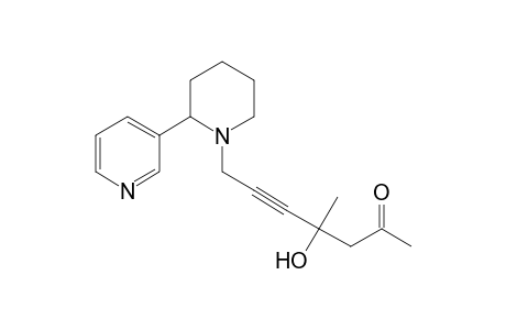 4-Hydroxy-4-methyl-7-[2-(pyridin-3-yl)piperidin-1-yl]hept-5-yn-2-one