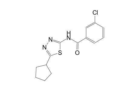 3-chloro-N-(5-cyclopentyl-1,3,4-thiadiazol-2-yl)benzamide