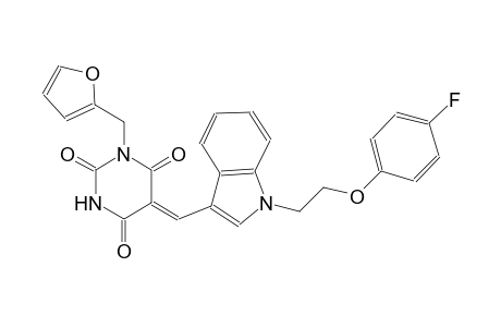 (5Z)-5-({1-[2-(4-fluorophenoxy)ethyl]-1H-indol-3-yl}methylene)-1-(2-furylmethyl)-2,4,6(1H,3H,5H)-pyrimidinetrione