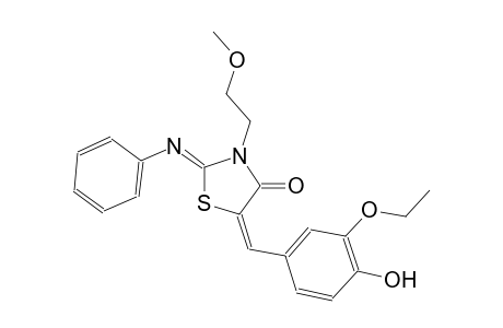 (2Z,5E)-5-(3-ethoxy-4-hydroxybenzylidene)-3-(2-methoxyethyl)-2-(phenylimino)-1,3-thiazolidin-4-one
