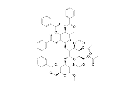 METHYL-O-(2,3,4-TRI-O-BENZOYL-ALPHA-L-RHAMNOPYRANOSYL)-(1->2)-O-(3,4,6-TRI-O-ACETYL-ALPHA-D-GALACTOPYRANOSYL-(1->3)-2-ACETAMIDO-4,6-O-BENZYLIDENE-2-DEOX