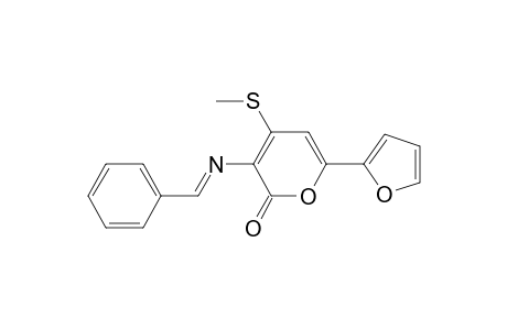 2H-Pyran-2-one, 6-(2-furanyl)-4-(methylthio)-3-[(phenylmethylene)amino]-