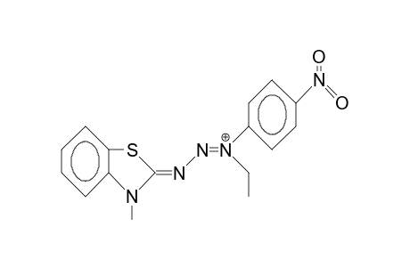 1-(4-Nitro-phenyl)-1-ethyl-3-(3-methyl-benzothiazolinylidene-2)-trans-triazenium cation