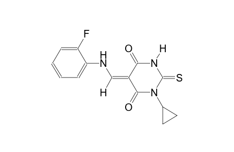 (5E)-1-cyclopropyl-5-[(2-fluoroanilino)methylene]-2-thioxodihydro-4,6(1H,5H)-pyrimidinedione