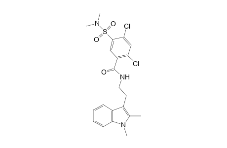 2,4-bis(chloranyl)-N-[2-(1,2-dimethylindol-3-yl)ethyl]-5-(dimethylsulfamoyl)benzamide