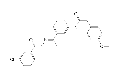N-{3-[(1E)-N-(3-chlorobenzoyl)ethanehydrazonoyl]phenyl}-2-(4-methoxyphenyl)acetamide