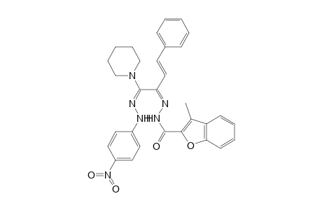 (1E,2Z,3E)-1-(Piperidin-1-yl)-1-[(4-nitrophenyl)hydrazono]-2-[(3-methylbenzofuran-2-oyl)hydrazono]-4-phenylbut-3-ene