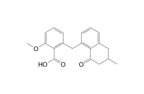 Benzoic acid, 2-methoxy-6-[(5,6,7,8-tetrahydro-6-methyl-8-oxo-1-naphthalenyl)methyl]-, (.+-.)-