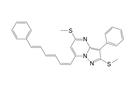 Pyrazolo[1,5-a]pyrimidine, 2,5-bis(methylthio)-3-phenyl-7-(6-phenyl-1,3,5-hexatrienyl)-