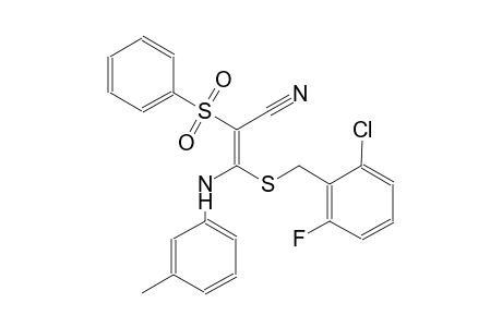 2-propenenitrile, 3-[[(2-chloro-6-fluorophenyl)methyl]thio]-3-[(3-methylphenyl)amino]-2-(phenylsulfonyl)-, (2E)-