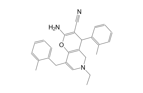 2-amino-6-ethyl-8-(2-methylbenzyl)-4-(2-methylphenyl)-5,6-dihydro-4H-pyrano[3,2-c]pyridine-3-carbonitrile