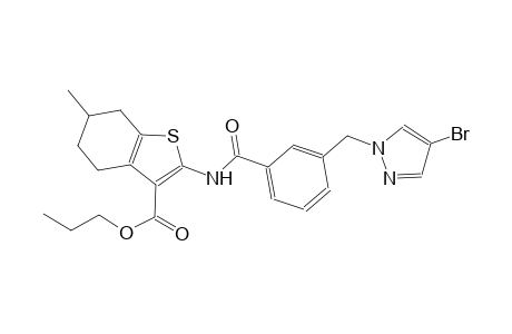 propyl 2-({3-[(4-bromo-1H-pyrazol-1-yl)methyl]benzoyl}amino)-6-methyl-4,5,6,7-tetrahydro-1-benzothiophene-3-carboxylate
