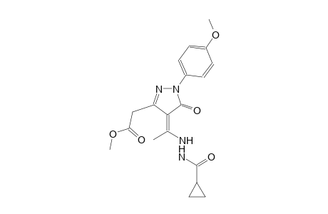 1H-pyrazole-3-acetic acid, 4-[1-[2-(cyclopropylcarbonyl)hydrazino]ethylidene]-4,5-dihydro-1-(4-methoxyphenyl)-5-oxo-, methyl ester, (4Z)-