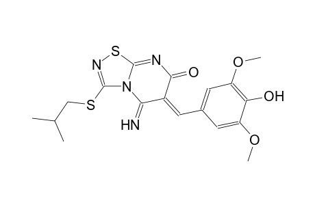 (6Z)-6-(4-hydroxy-3,5-dimethoxybenzylidene)-5-imino-3-(isobutylsulfanyl)-5,6-dihydro-7H-[1,2,4]thiadiazolo[4,5-a]pyrimidin-7-one