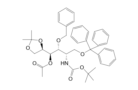 4-O-Acetyl-3-O-benzyl-2-t-butyloxycarbonylamino-2-deoxy-5,6-O-isopropylidene-1-O-triphenylmethyl-D-glalacitol
