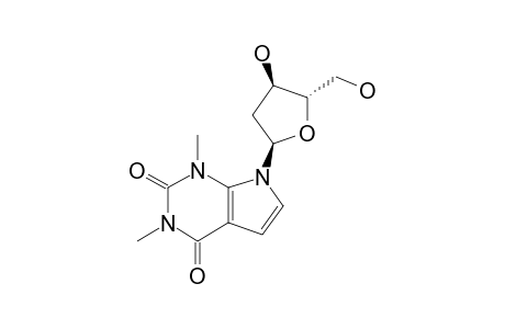 7-(2'-DEOXY-ALPHA-D-ERYTHROPENTOFURANOSYL)-1,3-DIMETHYLPYRROLO-[2,3-D]-PYRIMIDINE-2,4-DIONE