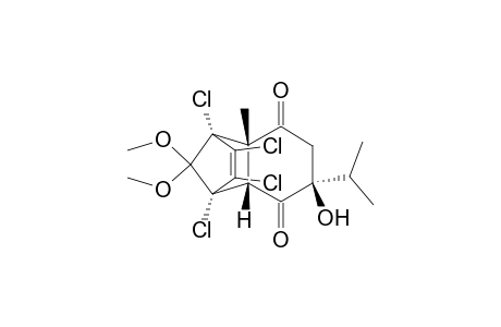 (1S*,2S*,5S*,7R*,8R*)-1,8,9,10-Tetrachloro-5-hydroxy-5-isopropyl-11,11-dimethoxy-2-methyltricyclo[6.2.1.0(2,7)]undec-9-ene-3,6-dione