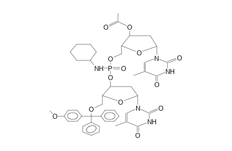 3'-O-ACETYL-5'-(5'-O-METHOXYTRITYLDEOXYTHYMID-3'-YLOXY(CYCLOHEXYLAMIDO)PHOSPHORYL)DEOXYTHYMIDINE