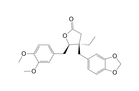 (3R*,4R*)-3-Ethyl-3-[3,4-(methylenedioxy)benzyl]-4-(3,4-dimethoxybenzyl)-.gamma.-butyrolactone